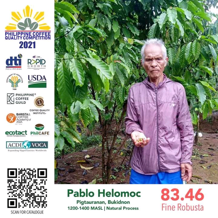 Pablo Helomoc, BMMPC coffee farmer recognized at the 2021 Philippine Coffee Quality Competition